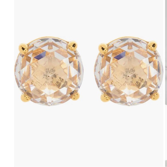 Kate Spade Bright Ideas Round CZ Stud Earrings Blue Clear Gold NWT - Picture 2 of 9